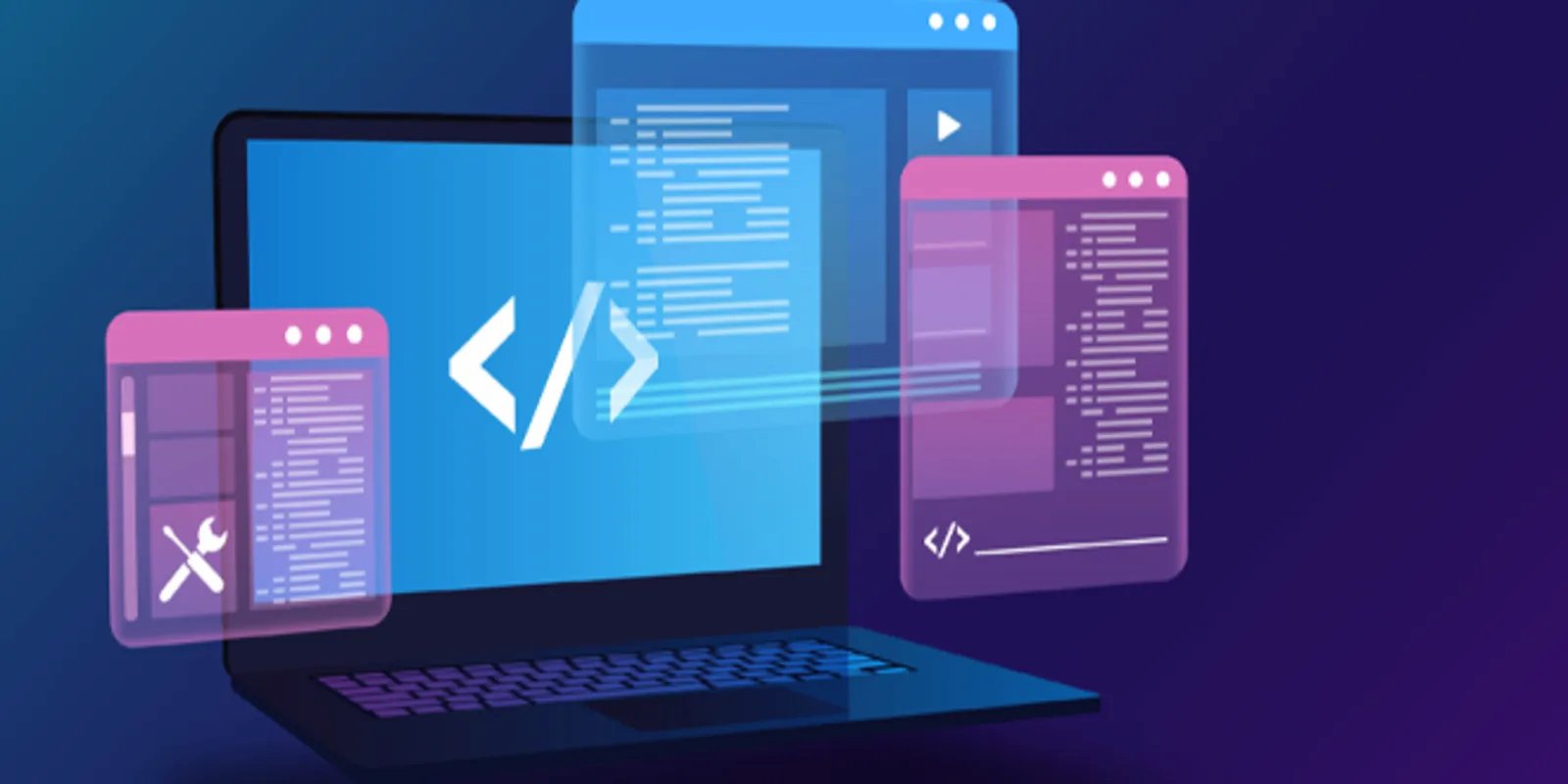 Workspace with laptop and design tools